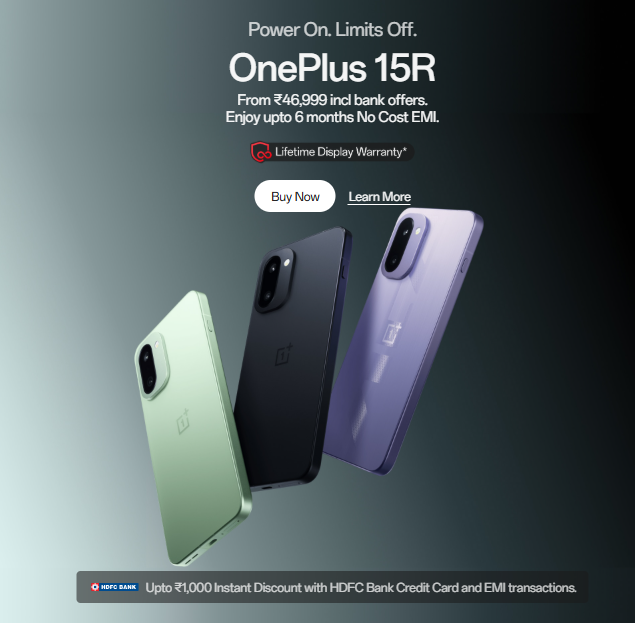OnePlus 15R - Up To Rs.3,000 Instant Discount