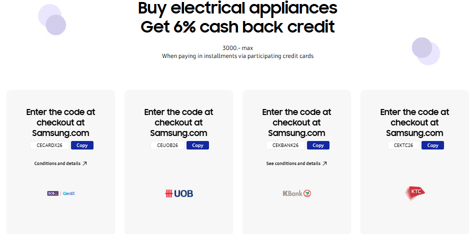 Valid Samsung Discount Coupon For Bank Cards - Get 6% Cashback Using Code