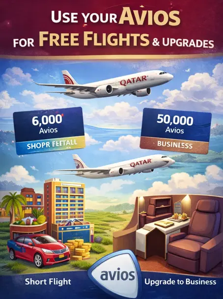 Using Qatar Airways Avios points for free flights, short-haul tickets, and business class upgrades