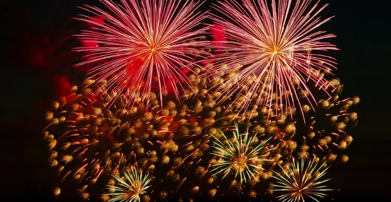 Chinese New Year fireworks and firecrackers celebration in Hong Kong marking Lunar New Year festivities