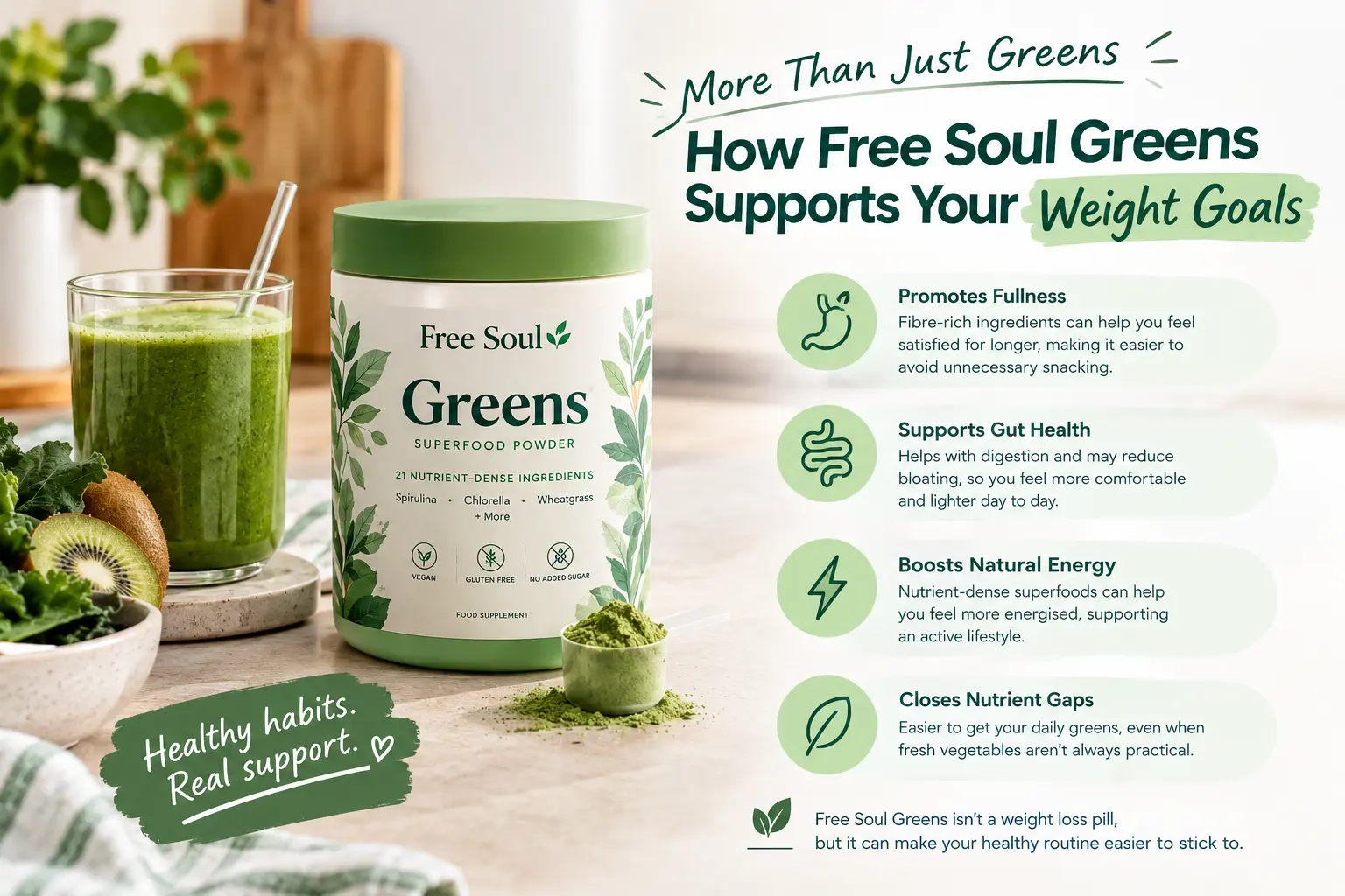 Free Soul Greens benefits for supporting healthy weight management