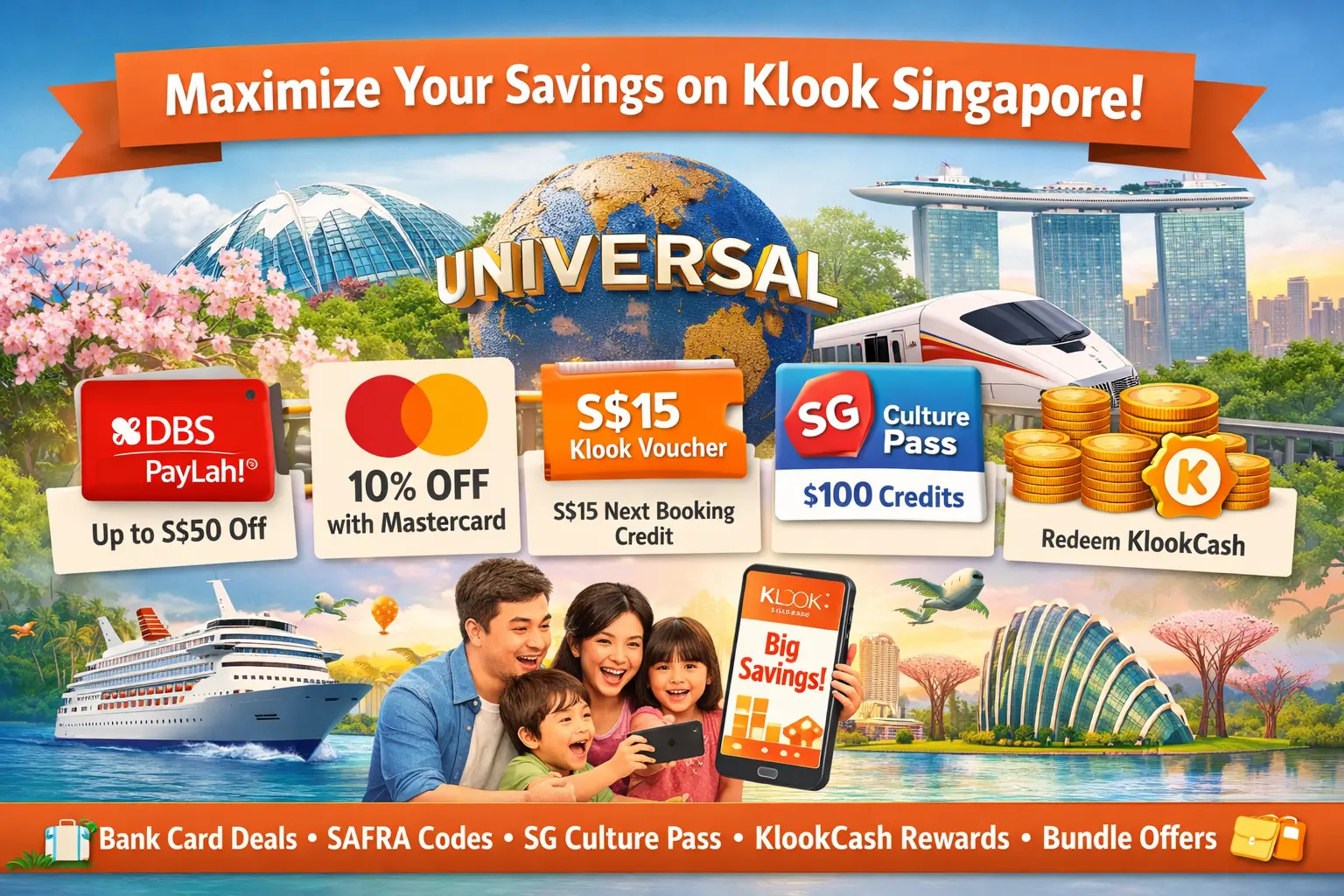 Klook Singapore Promo Code: DBS S$50 Off, Mastercard 10%, SAFRA Discount, SG Culture Pass and Every Deal Right Now