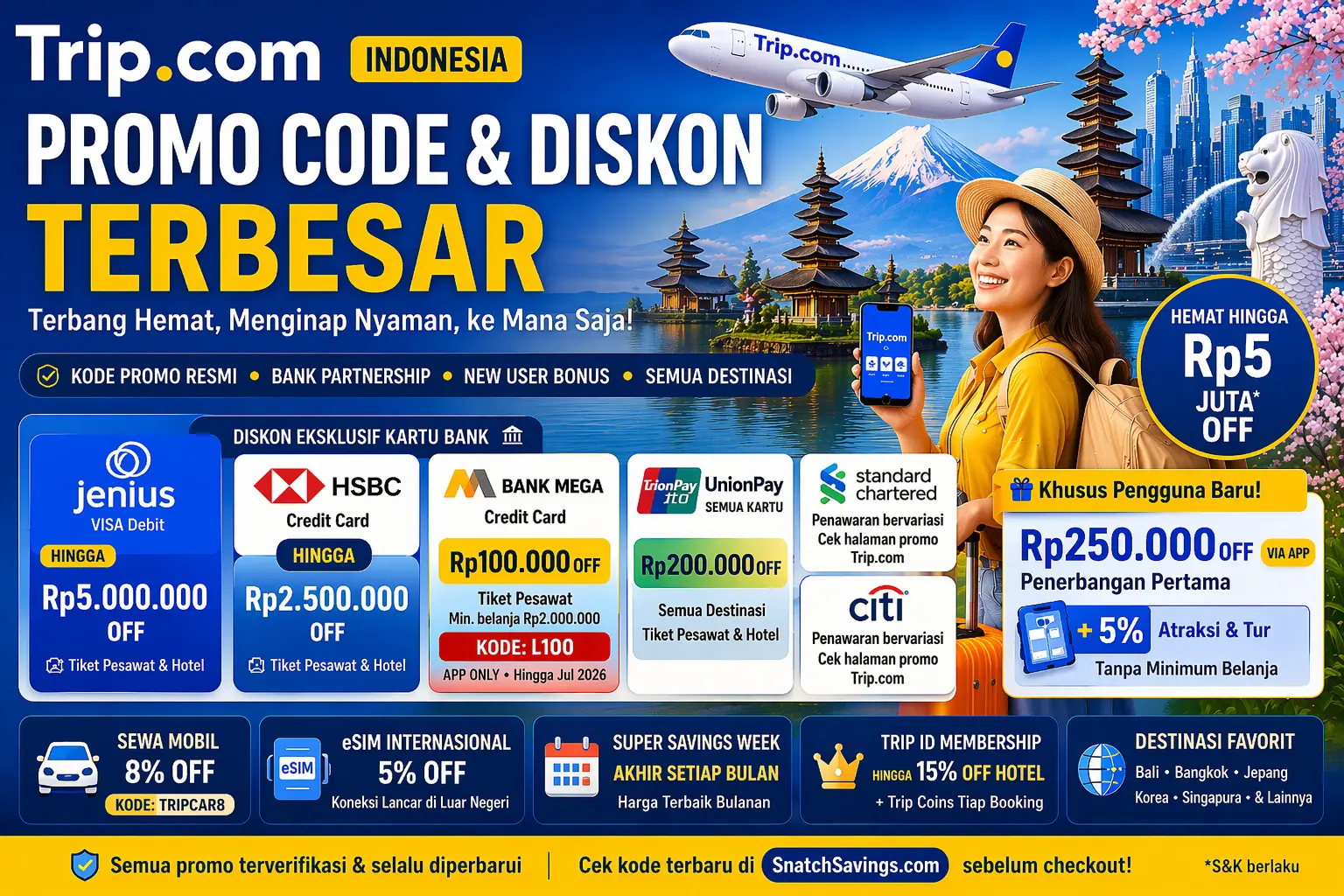 Trip.com Indonesia Promo Code: Kode Promo, Kartu Bank, New User Discount dan Semua Cara Hemat untuk Traveler Indonesia