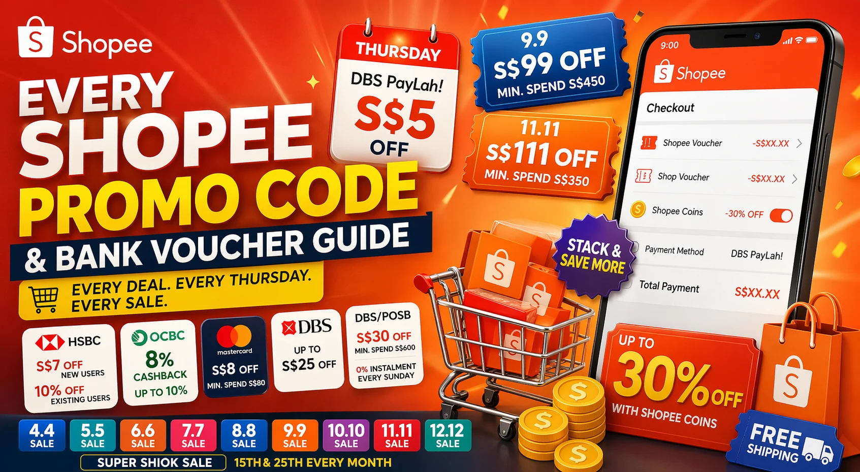Shopee Singapore Promo Code: DBS S$5 Off Every Thursday, HSBC Codes, 11.11 S$111 Deal and Everything a Singapore Shopee Shopper Needs to Know