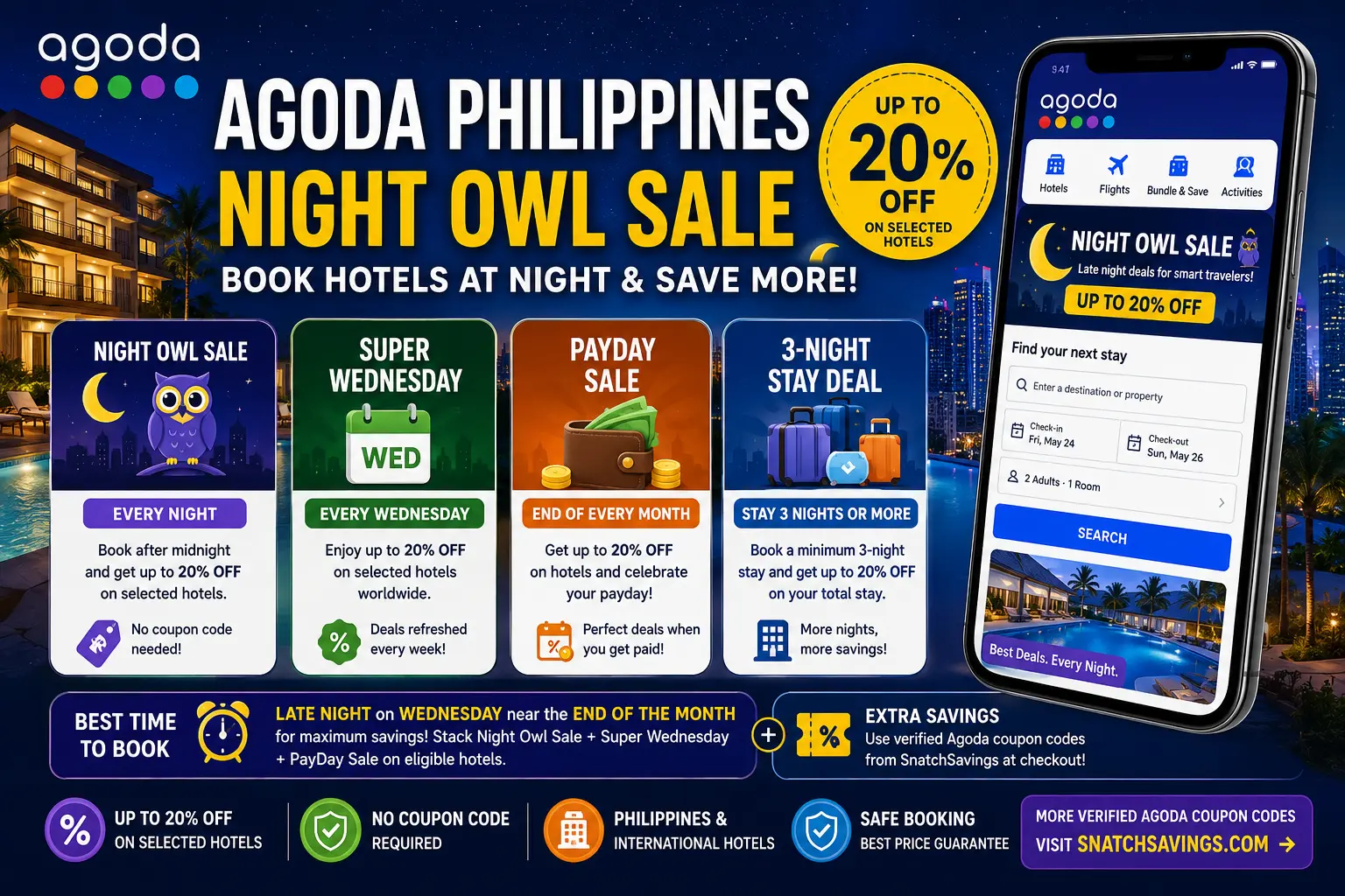 Agoda Night Owl Sale Philippines — How to Get 20% Off Hotels Every Time