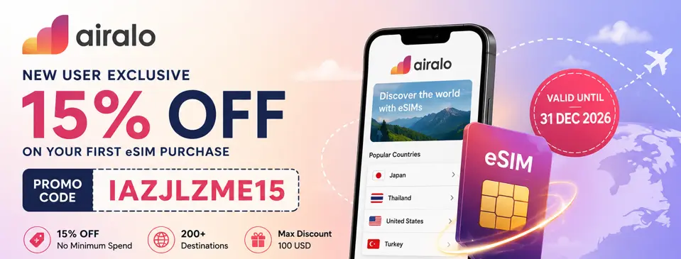 Airalo Promo Code - 15% Off for New Users With No Minimum Spend