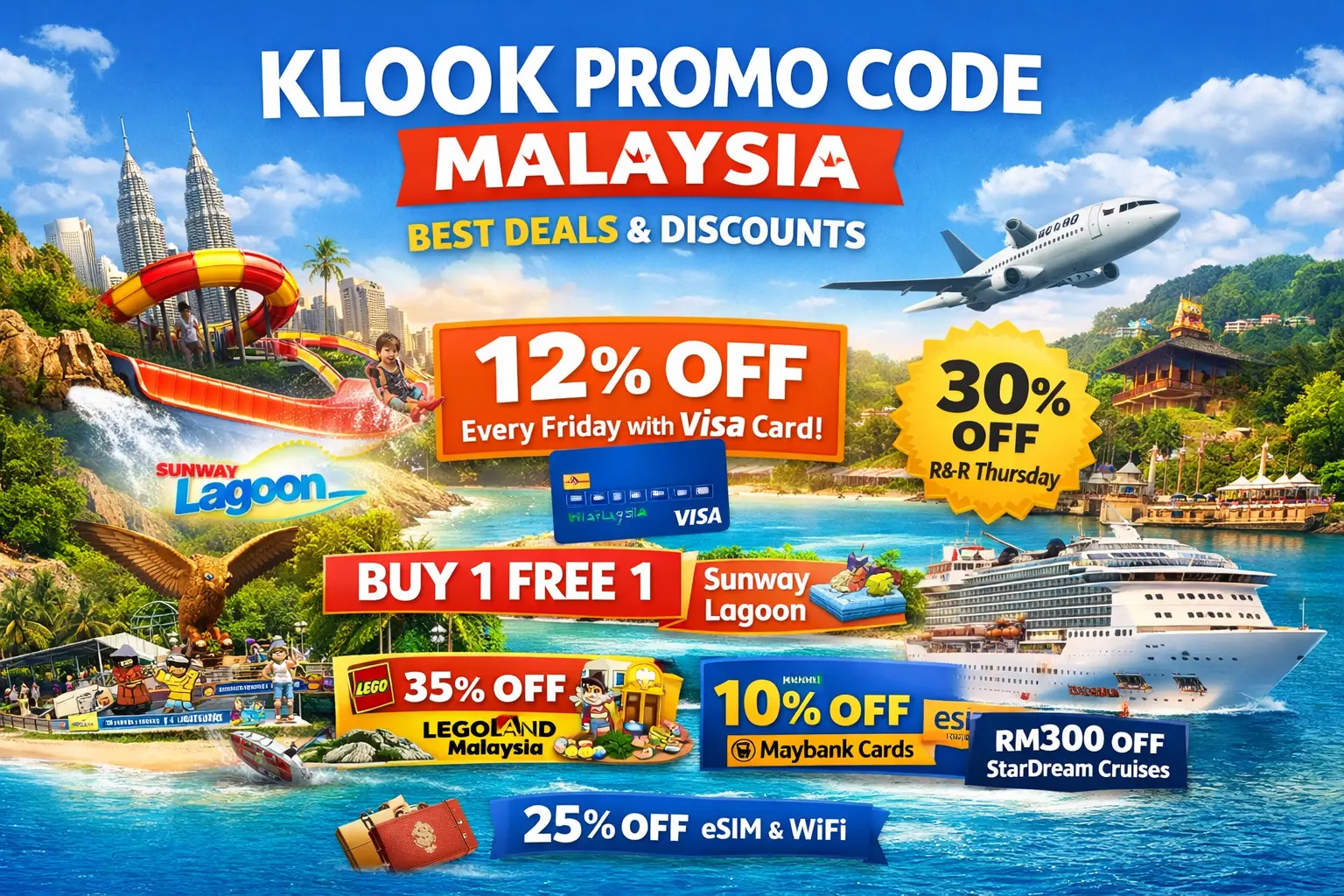 Klook Malaysia Promo Code: Visa 12% Off Every Friday, Maybank 10%, Sunway BOGO and Every Deal That Actually Saves Money