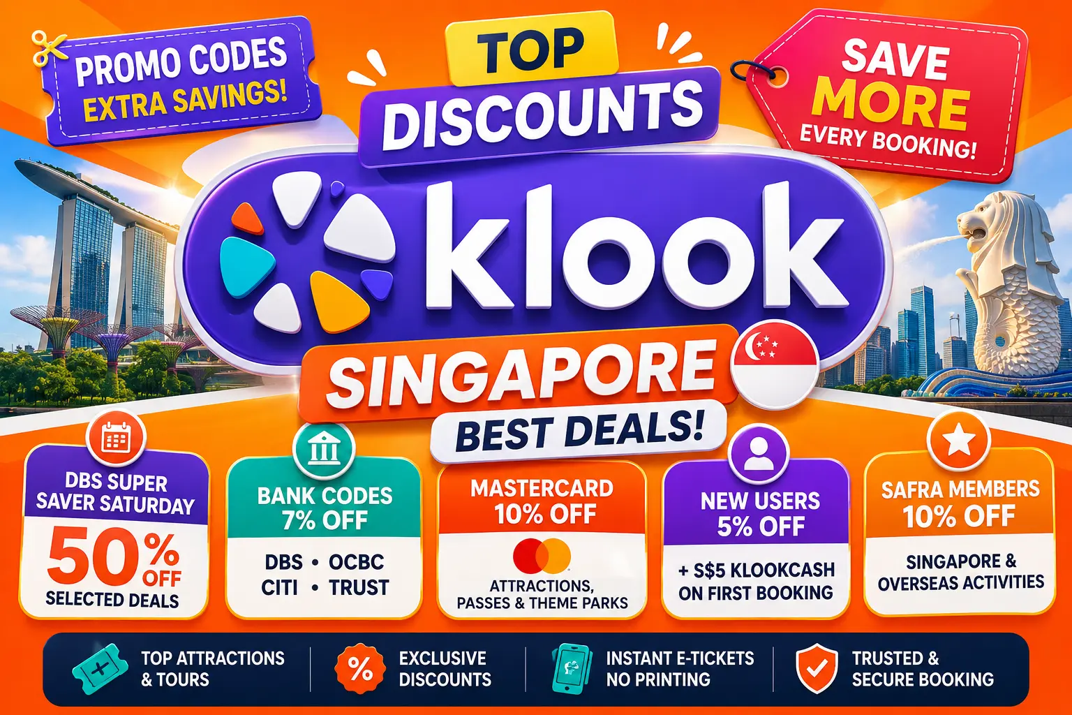 Klook Singapore Promo Codes: DBS 7% Off, Super Saver Saturdays 50%, Mastercard 10% and Every Deal That Makes Attractions Cheaper