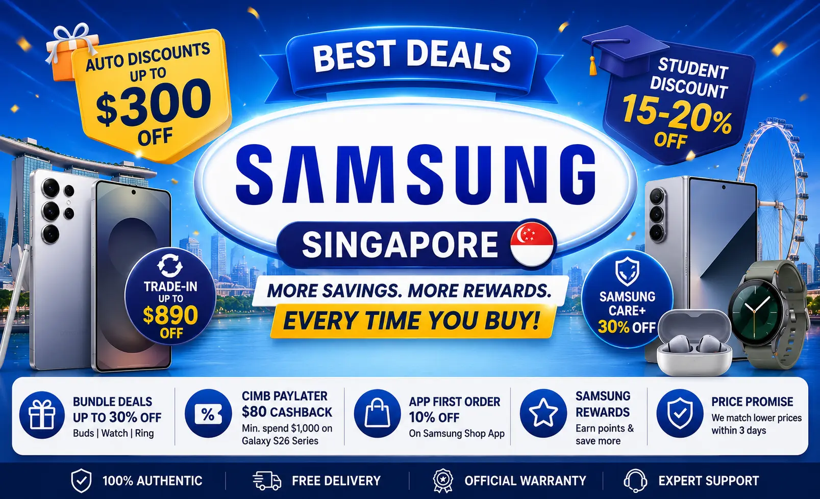 Samsung Singapore Promo Code: Galaxy S25 Ultra S$300 Off, Student 20% Discount, Trade-In Up to S$890 and Every Saving at Samsung.com/sg